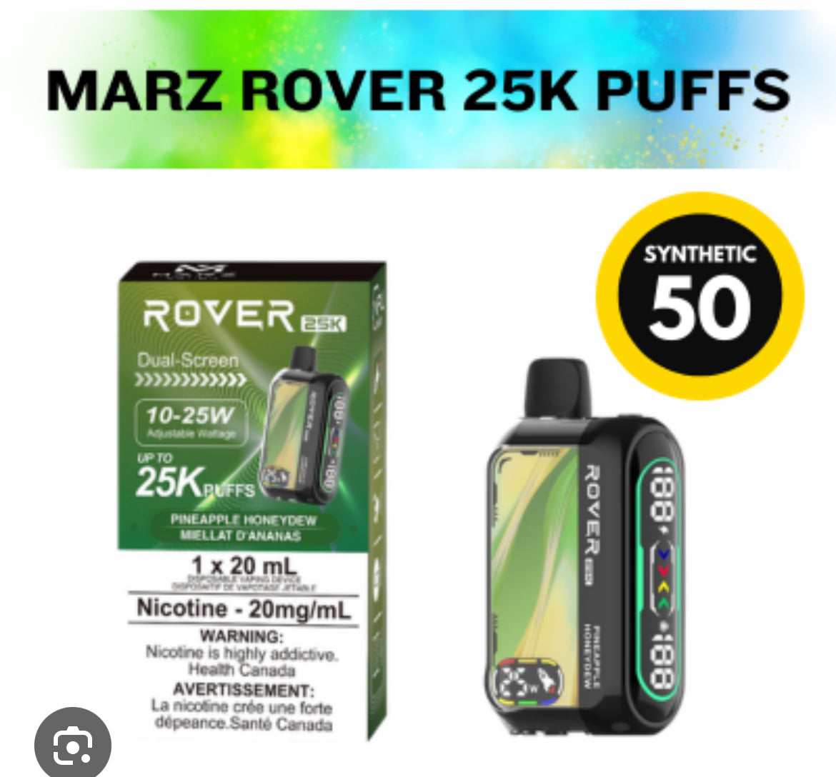MARZ ROVER 25K PUFF REGULAR & SYNTHETIC 50 DISPOSABLE VAPE 20ML(SPECIAL PRICE!!!)