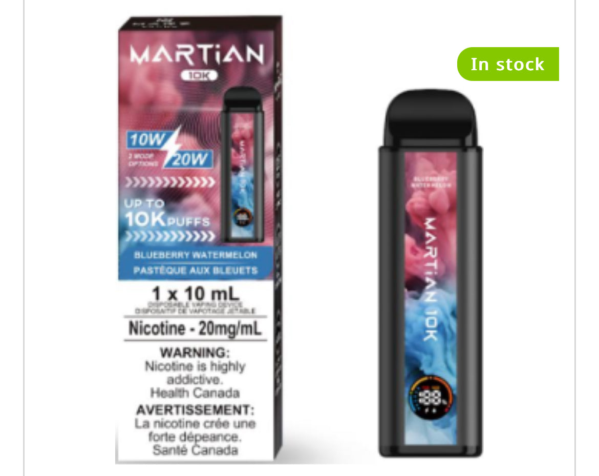 MARTIAN DISPOSABLE VAPE - 10000 PUFFS - great economy vape !!!!