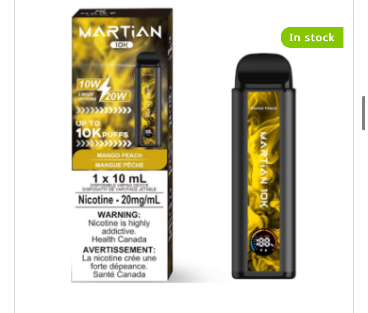 MARTIAN DISPOSABLE VAPE - 10000 PUFFS - great economy vape !!!!