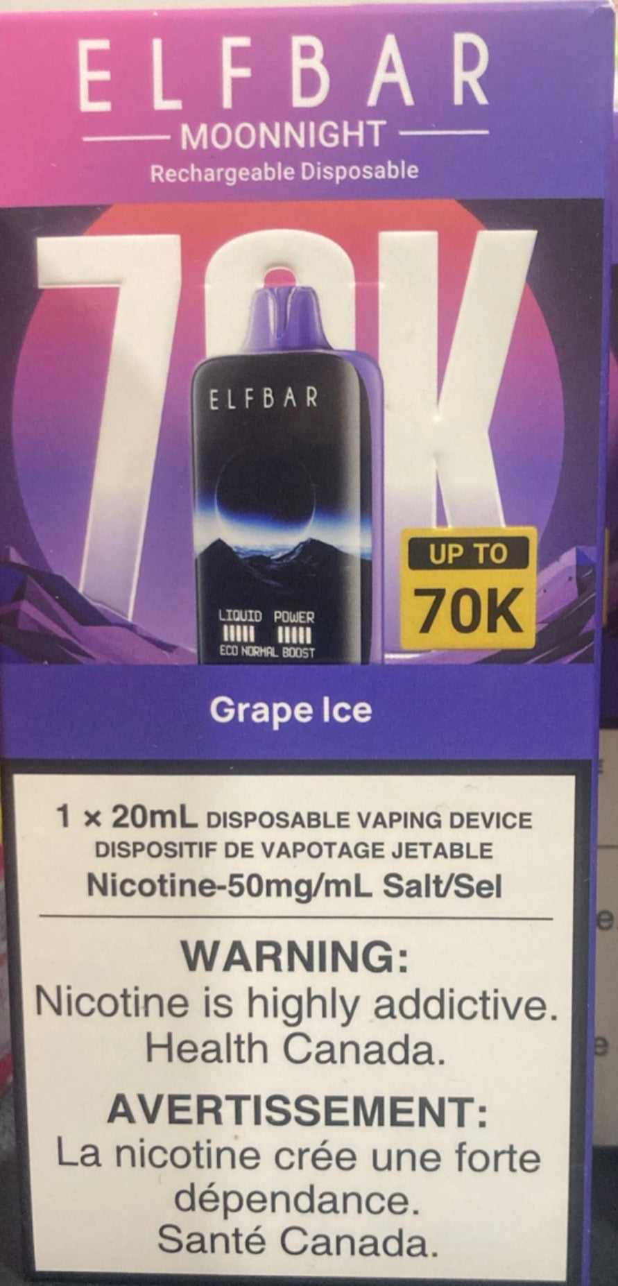***ELFBAR MOONNIGHT 70K*** - disposable vape; 50mg/ml