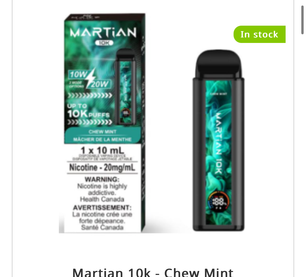 MARTIAN DISPOSABLE VAPE - 10000 PUFFS - great economy vape !!!!