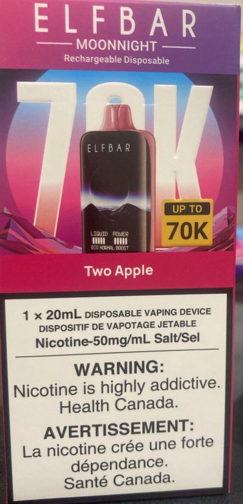 ***ELFBAR MOONNIGHT 70K*** - disposable vape; 50mg/ml