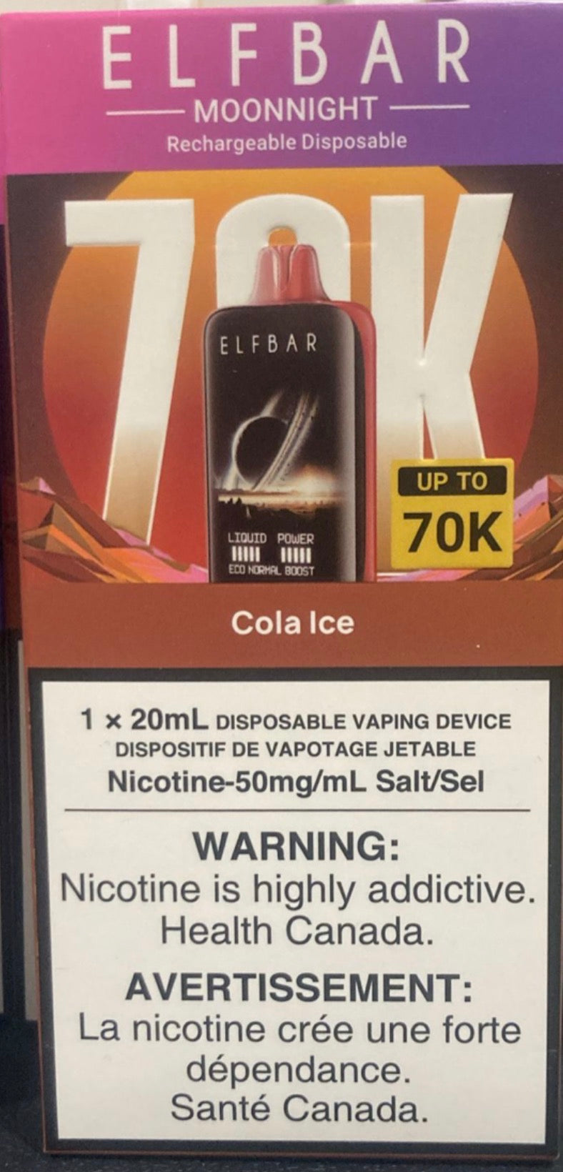 ***ELFBAR MOONNIGHT 70K*** - disposable vape; 50mg/ml