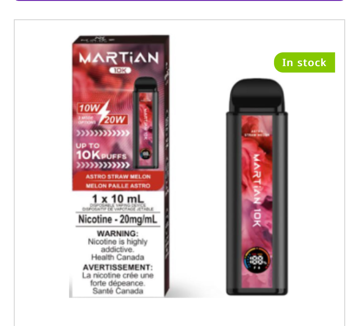 MARTIAN DISPOSABLE VAPE - 10000 PUFFS - great economy vape !!!!